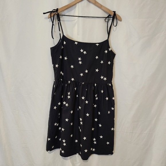 Gap Women's Tie Strap Dress Size 10 Dark Navy Star Print Americana‎ Summer FLAW - Picture 2 of 8